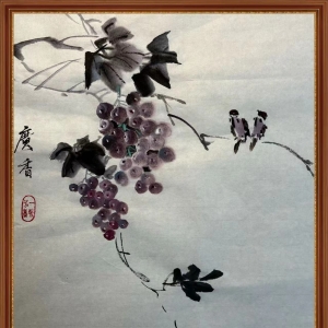 圆形卡纸-麻雀